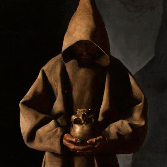 San Francisco de pie con una calavera | Francisco de Zurbarán